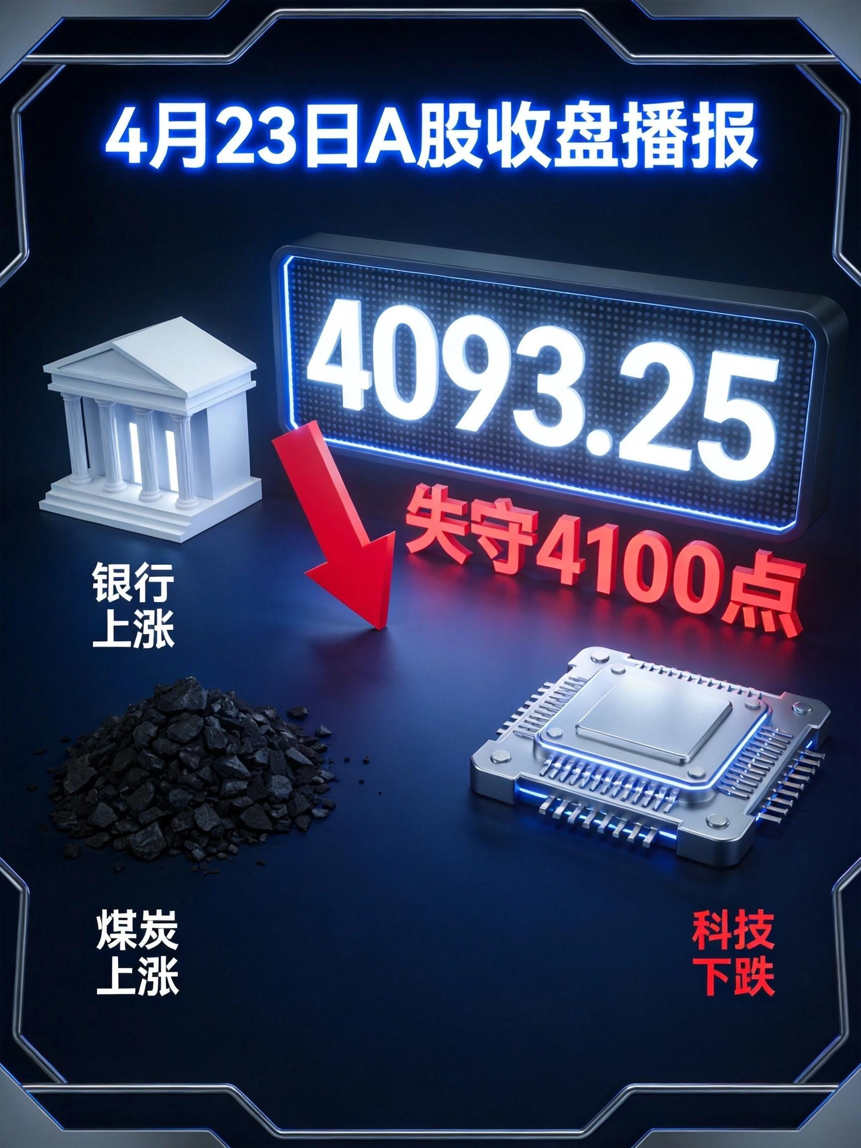 4月23日A股收盘播报封面,沪指失守4100点,结构性分化行情延续