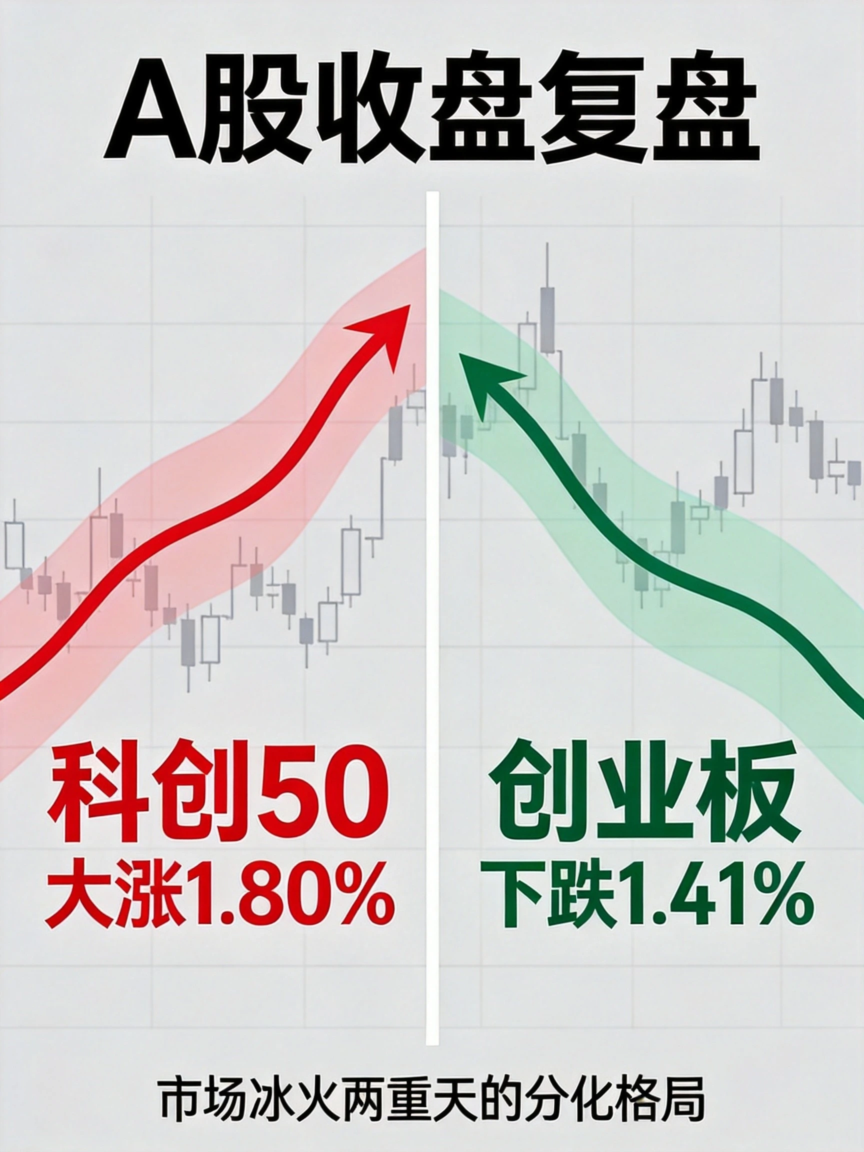 科创50逆势大涨1.80%与创业板跌1.41%,A股市场主线深度切换冰火两重天