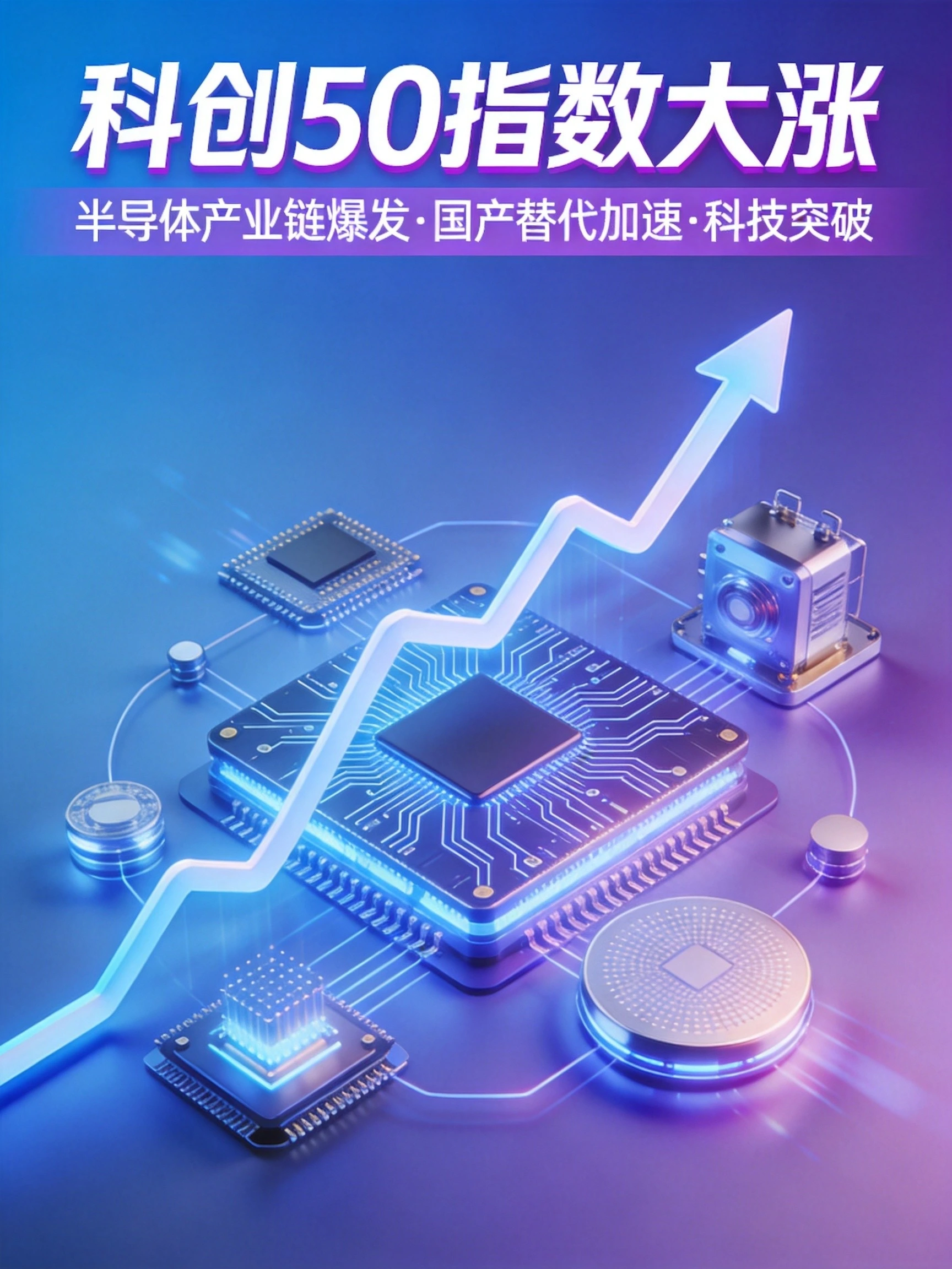 科创50指数大涨3.76%,半导体产业链全线爆发引领国产替代加速