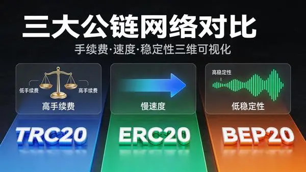 TRC20 ERC20 BEP20手续费速度稳定性三维对比