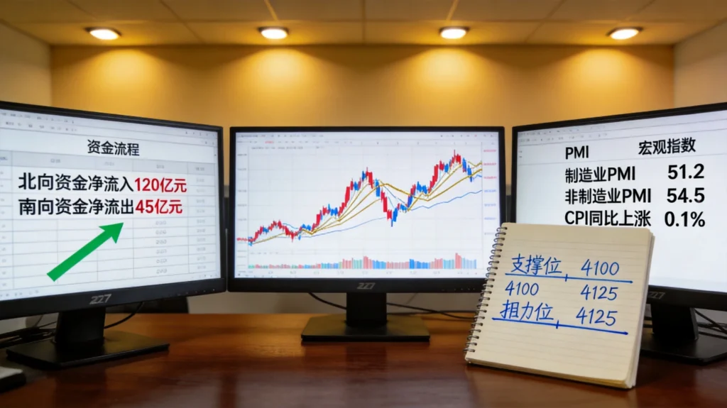 多头排列技术研判：K线形态与资金流向三屏联动分析