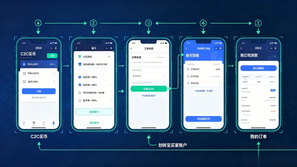 OKX C2C 卖币提现银行卡 2026 最新流程的插图
