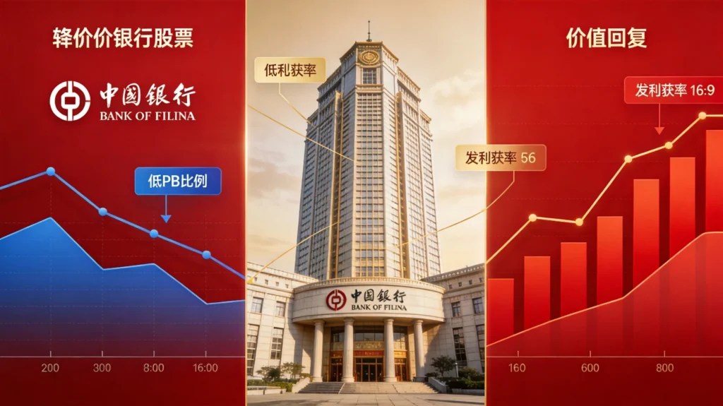 银行股估值修复路径示意图，低PB高分红中特估大金融板块配置机遇