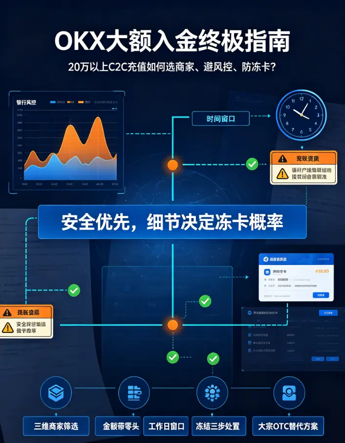 大额入金终极指南:20万以上C2C充值如何选商家、避风控、防冻卡?