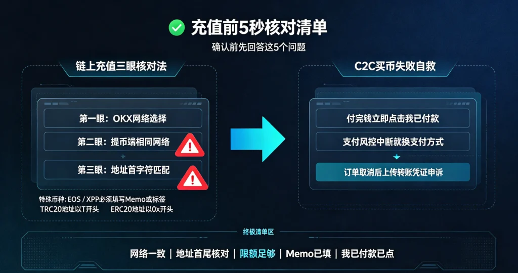 充值前核对清单