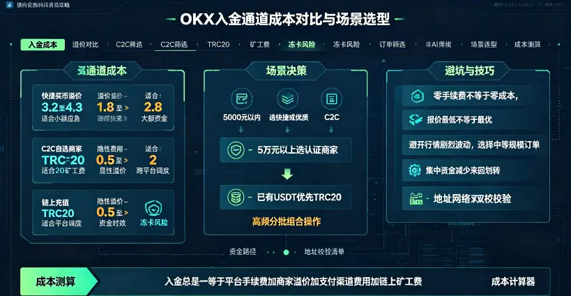 入金成本对比仪表盘 + 三通道决策树