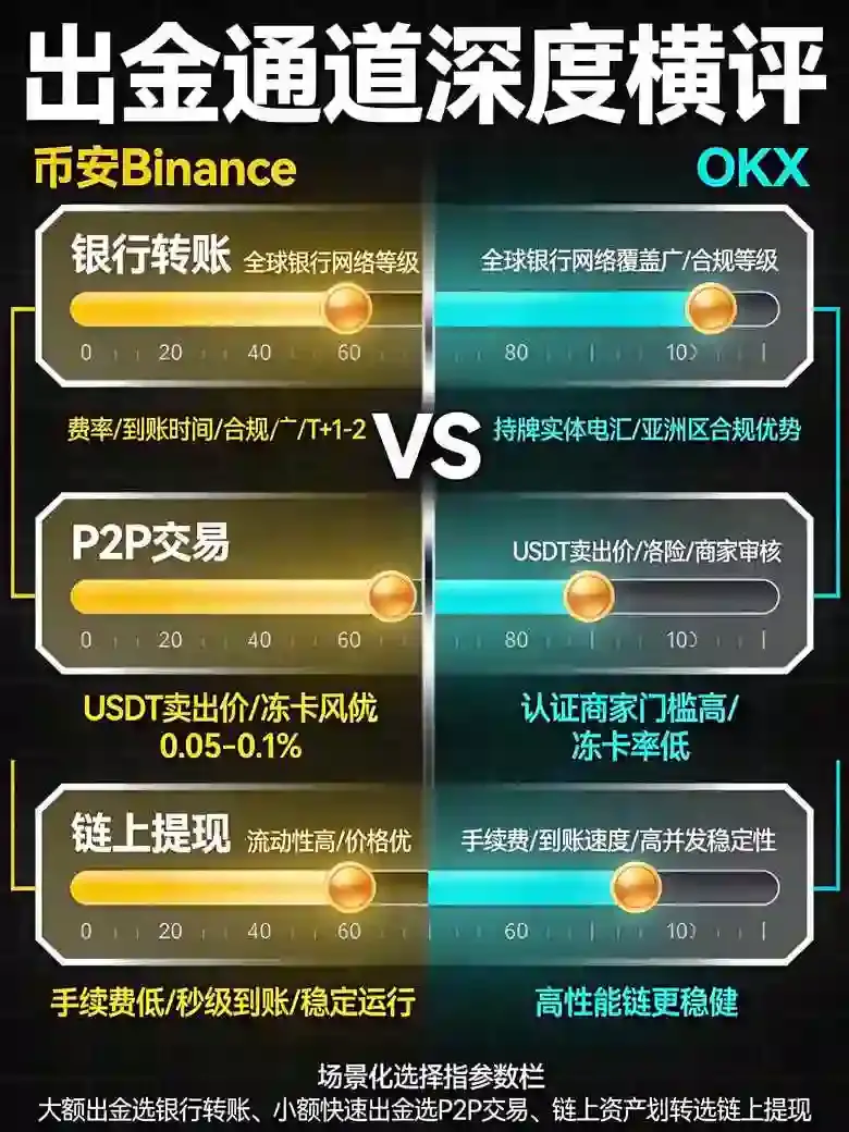 比安vs 欧亿出金通道横评2026：银行转账、P2P与链上提现，哪种更快更省更稳？