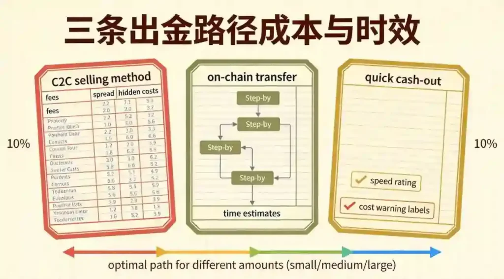 三条出金路径成本时效对比