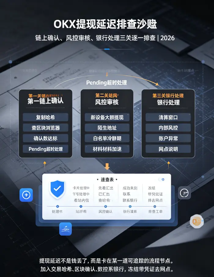 提现迟迟未到账?链上确认、风控审核、银行处理三关逐一排查(2026版)